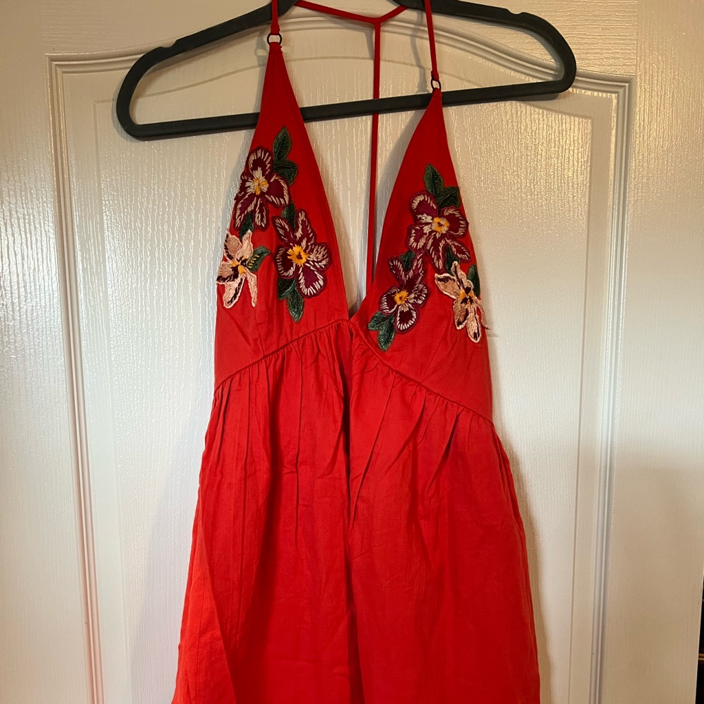 Free People, Size Medium, Orange With Embroidery